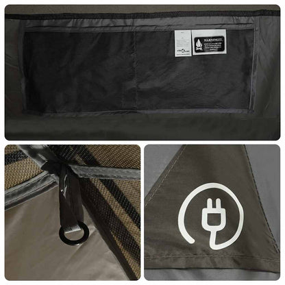 vidaXL Camping Tent Dome 3-Person Brown Waterproof