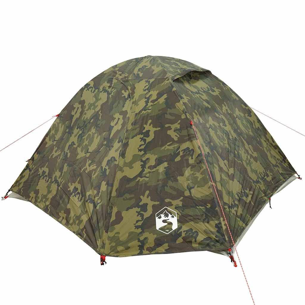 vidaXL Camping Tent Dome 3-Person Camouflage Waterproof - Green