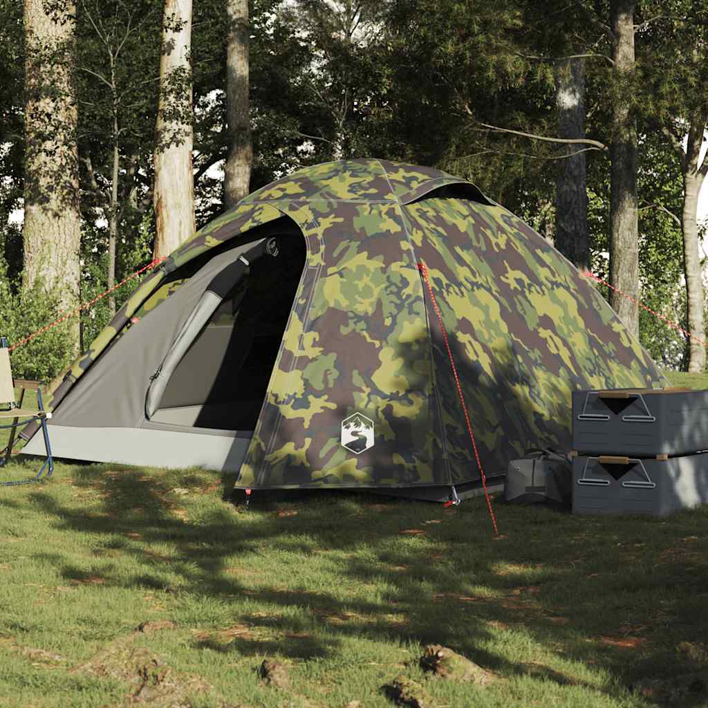 vidaXL Camping Tent Dome 3-Person Camouflage Waterproof - Green