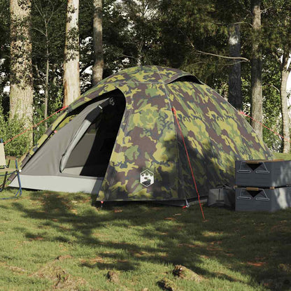 vidaXL Camping Tent Dome 3-Person Camouflage Waterproof - Green