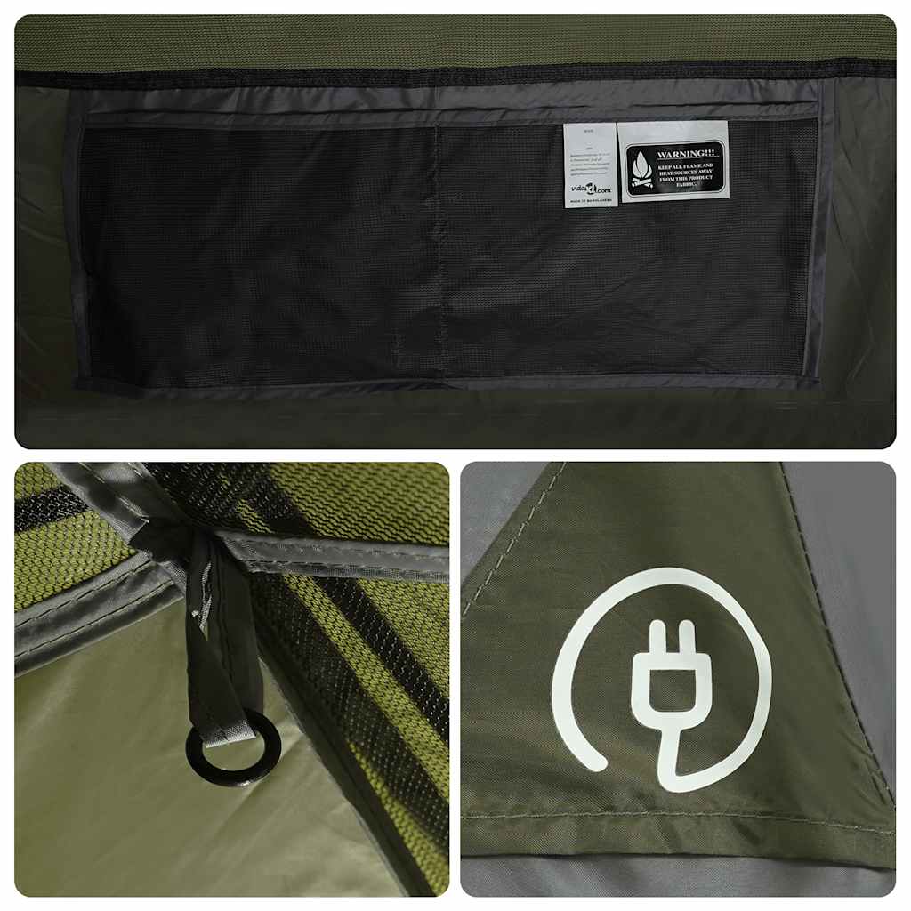 vidaXL Camping Tent Dome 4-Person Olive Green Waterproof