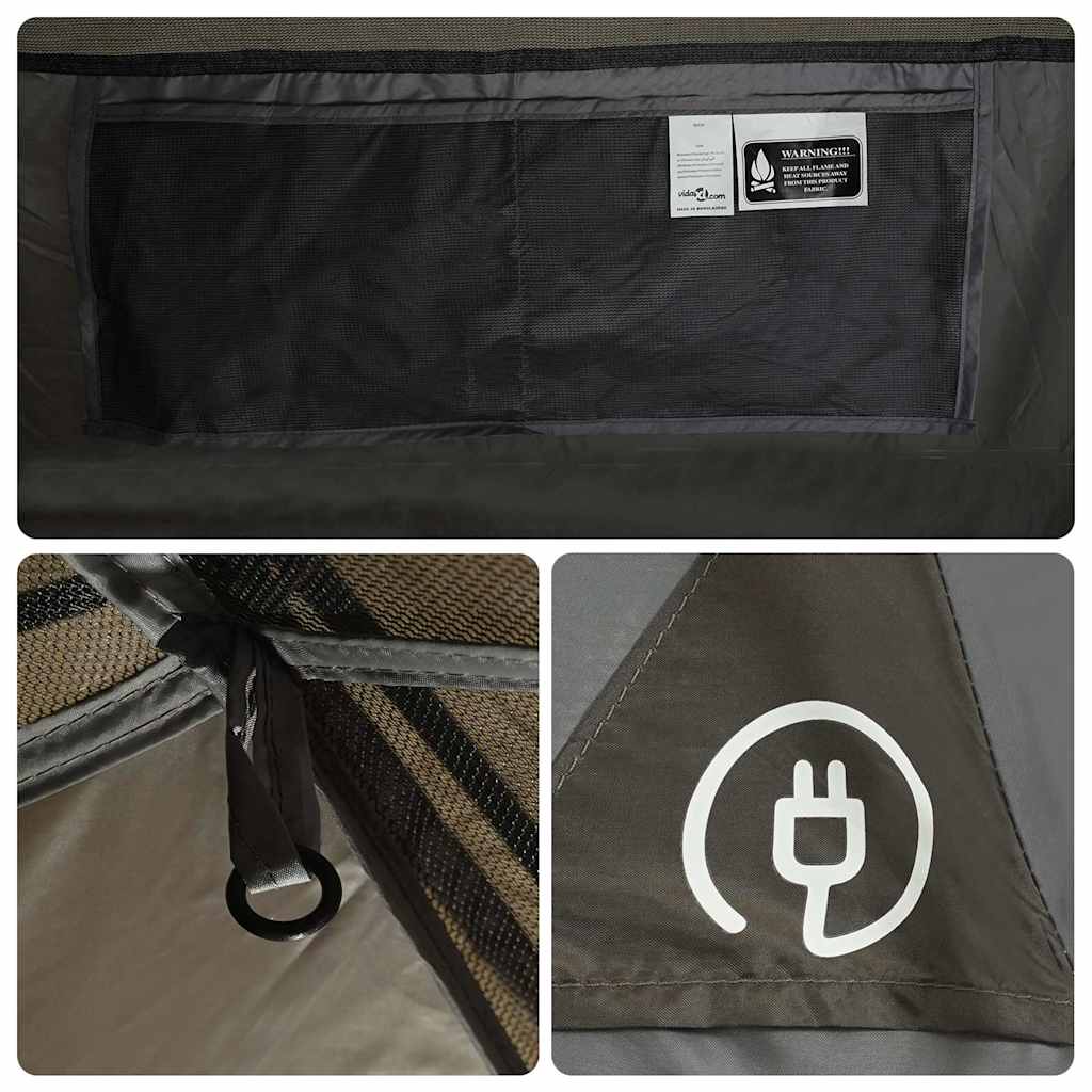vidaXL Camping Tent Dome 4-Person Brown Waterproof