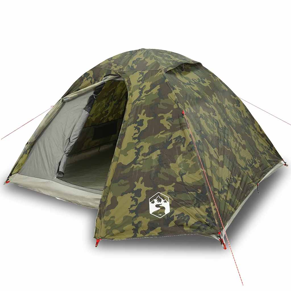 vidaXL Camping Tent Dome 4-Person Camouflage Waterproof - Green
