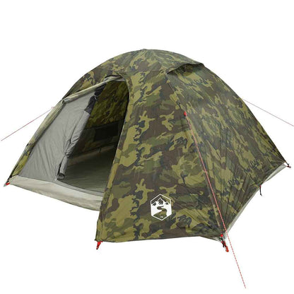 vidaXL Camping Tent Dome 4-Person Camouflage Waterproof - Green