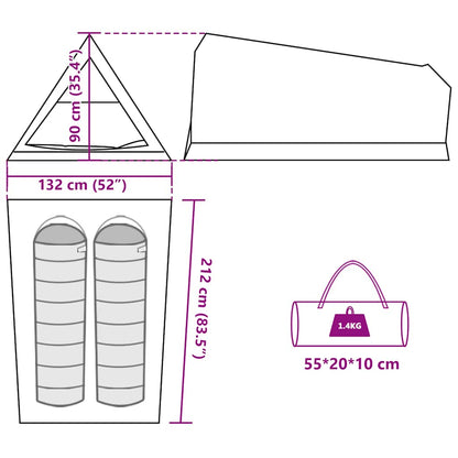 vidaXL Camping Tent 2-Person Brown Waterproof - 37890