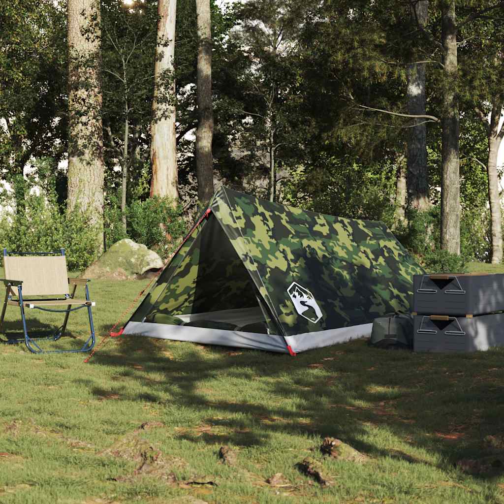 vidaXL Camping Tent 2-Person Camouflage Waterproof - Green - 37895