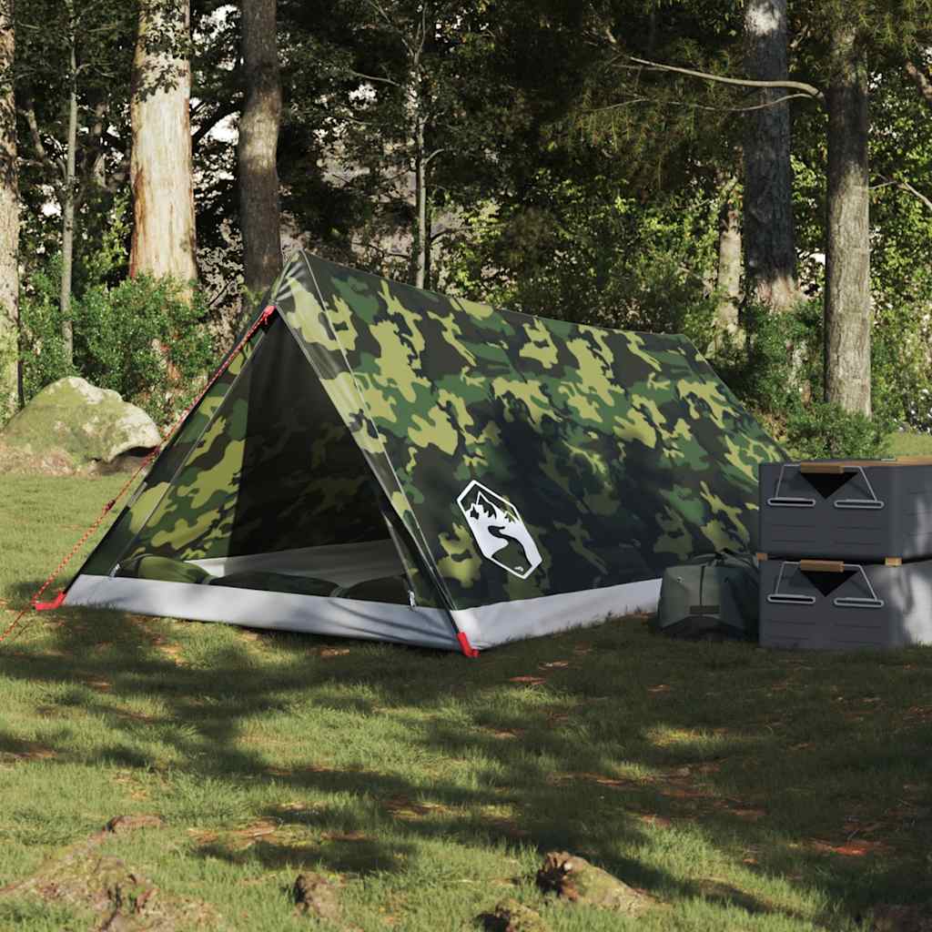 vidaXL Camping Tent 2-Person Camouflage Waterproof - Green - 37895