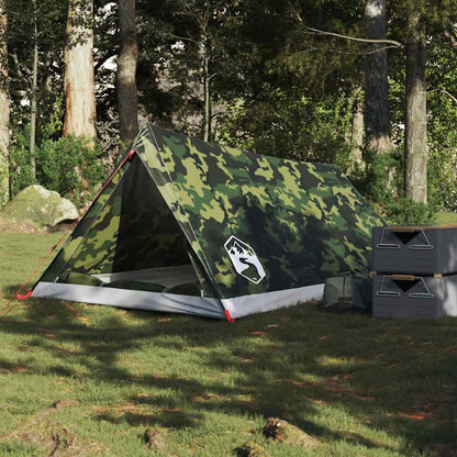 vidaXL Camping Tent 2-Person Camouflage Waterproof - Green - 37895