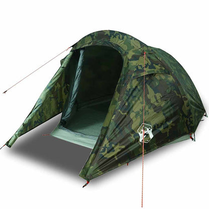 vidaXL Camping Tent Tunnel 3-Person Camouflage Waterproof - Green
