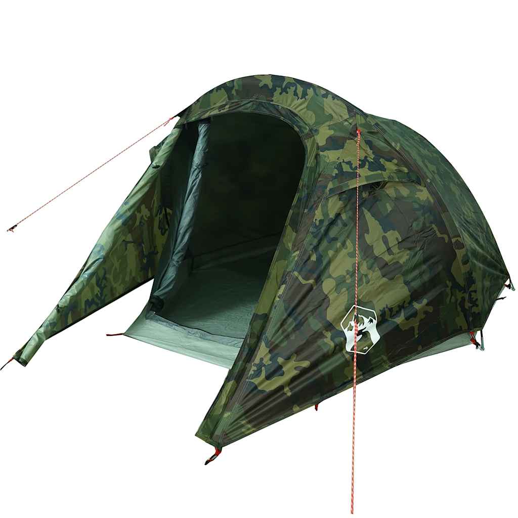 vidaXL Camping Tent Tunnel 3-Person Camouflage Waterproof - Green