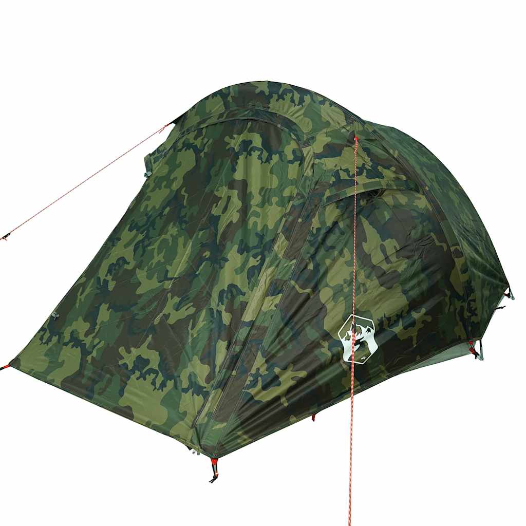 vidaXL Camping Tent Tunnel 3-Person Camouflage Waterproof - Green