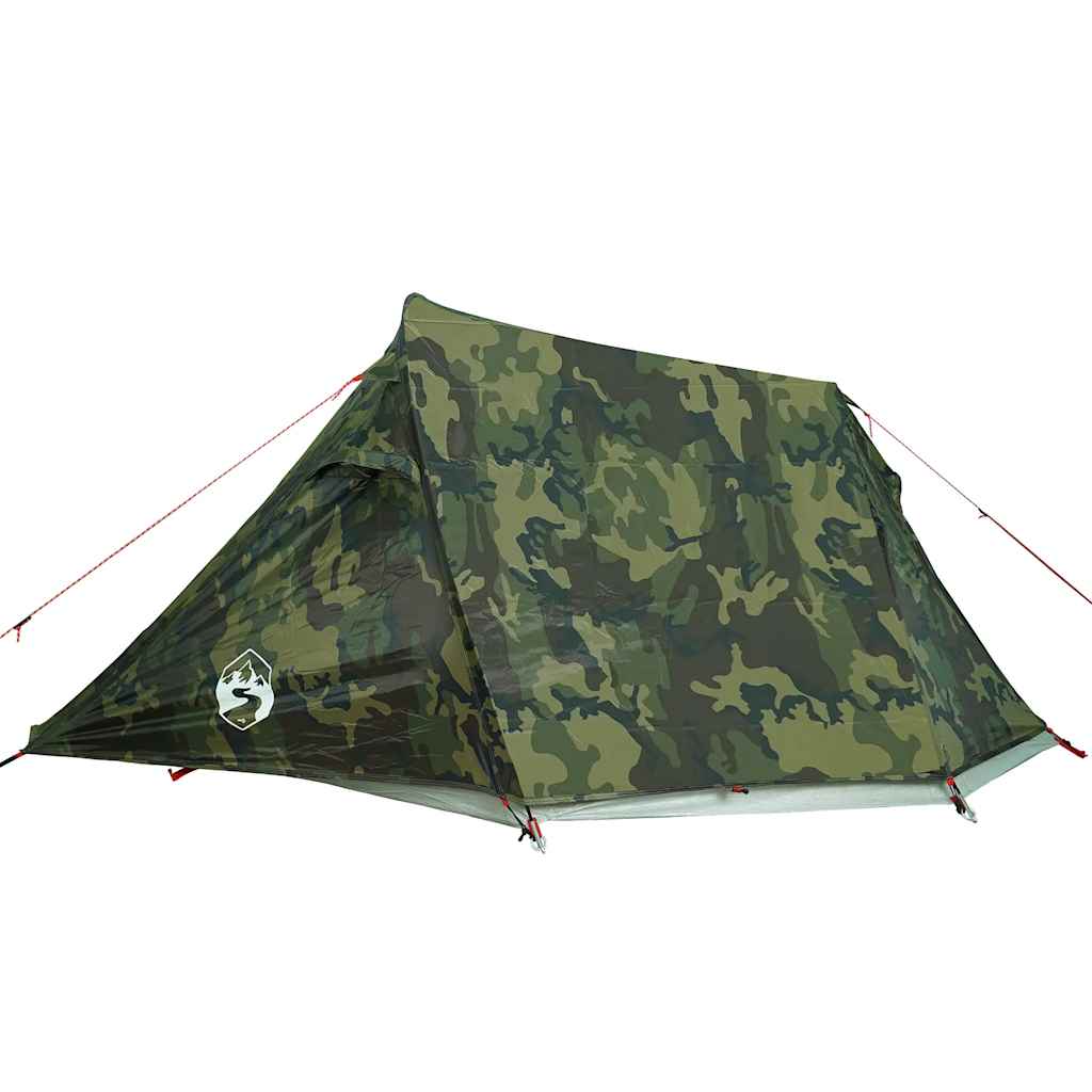 vidaXL Camping Tent Tunnel 3-Person Camouflage Waterproof - Green