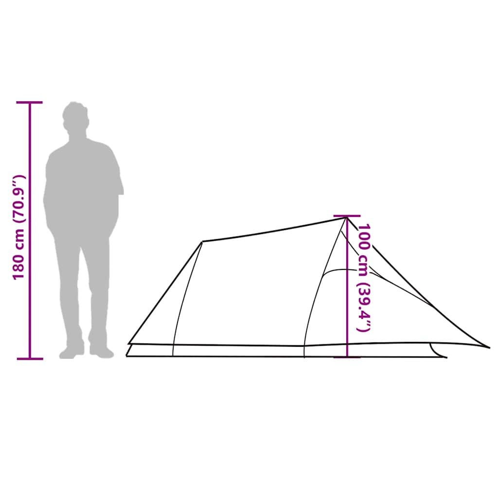 vidaXL Camping Tent Tunnel 2-Person Brown Waterproof