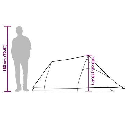 vidaXL Camping Tent Tunnel 2-Person Brown Waterproof