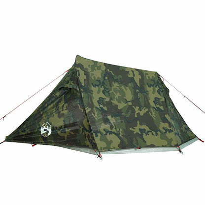 vidaXL Camping Tent Tunnel 2-Person Camouflage Waterproof - Green