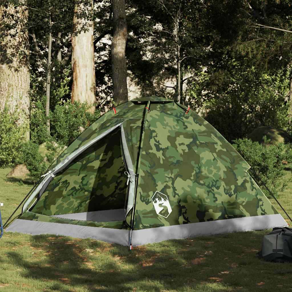 vidaXL Camping Tent Dome 2-Person Camouflage Waterproof - Green - 37949