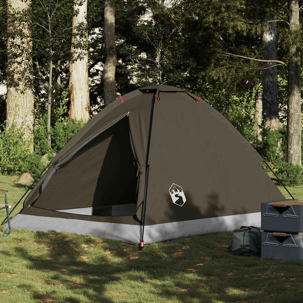 vidaXL Camping Tent Dome 4-Person Brown Waterproof - 37955