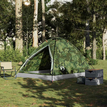 vidaXL Camping Tent Dome 4-Person Camouflage Waterproof - Green - 37956