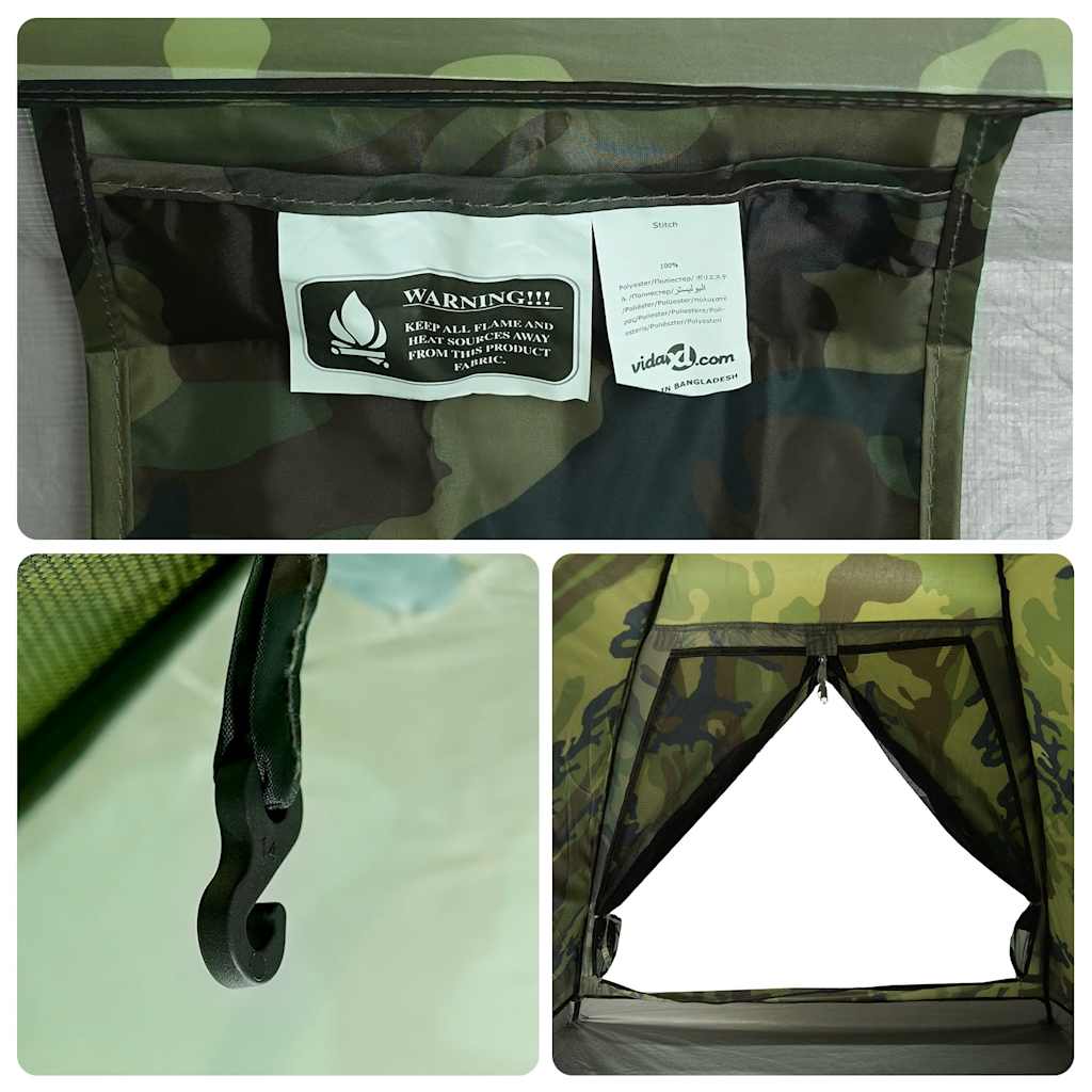 vidaXL Camping Tent Dome 4-Person Camouflage Waterproof - Green - 37956