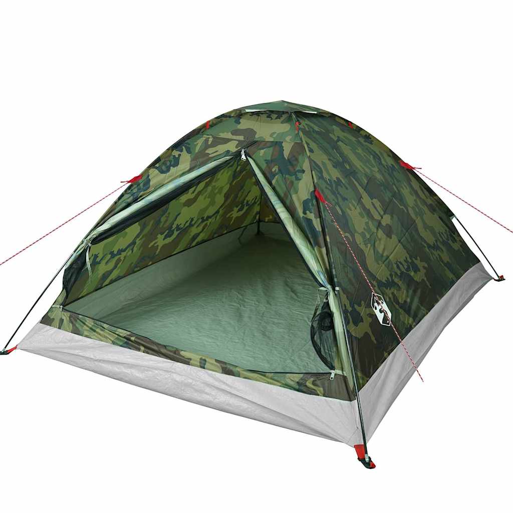 vidaXL Camping Tent Dome 4-Person Camouflage Waterproof - Green - 37956