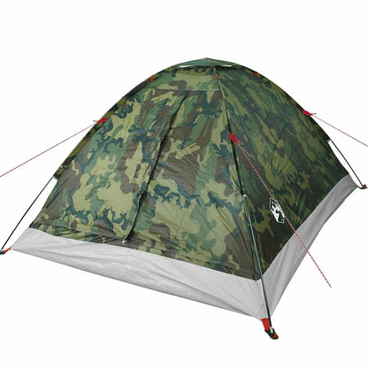 vidaXL Camping Tent Dome 4-Person Camouflage Waterproof - Green - 37956