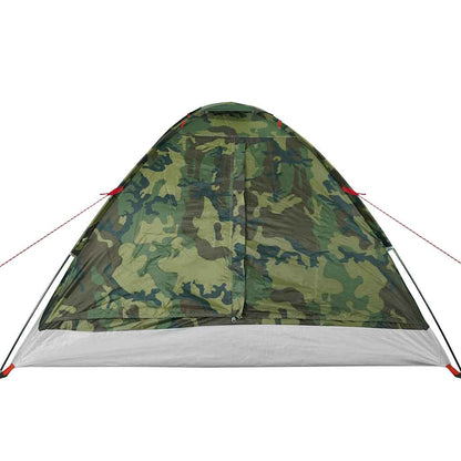 vidaXL Camping Tent Dome 4-Person Camouflage Waterproof - Green - 37956