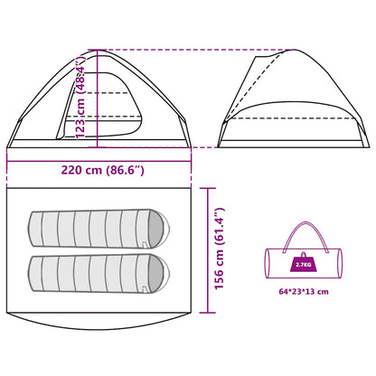 vidaXL Camping Tent Dome 2-Person Olive Green Waterproof - 37963