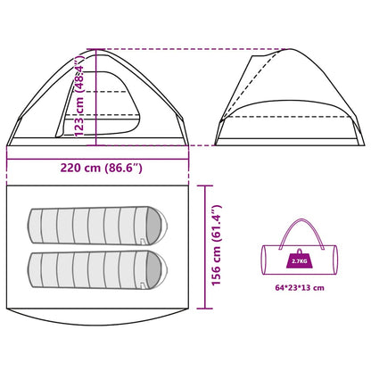 vidaXL Camping Tent Dome 2-Person Brown Waterproof - 37976