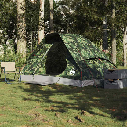 vidaXL Camping Tent Dome 2-Person Camouflage Waterproof - Green - 37977
