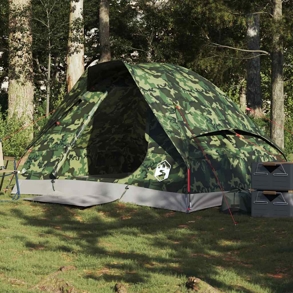 vidaXL Camping Tent Dome 2-Person Camouflage Waterproof - Green - 37977
