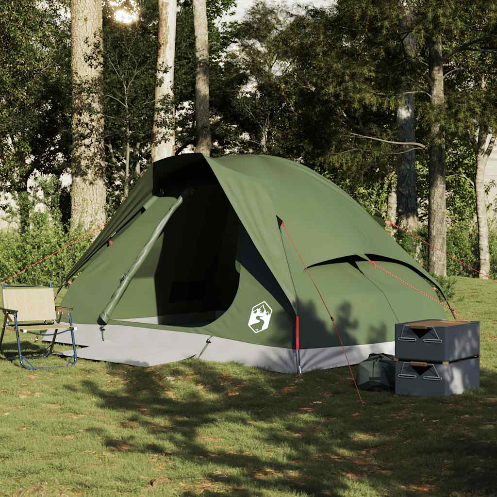 vidaXL Camping Tent Dome 4-Person Olive Green Waterproof - 37978