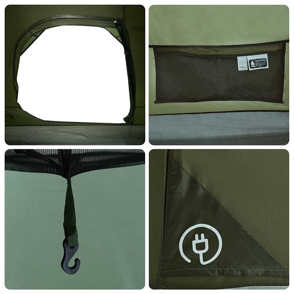 vidaXL Camping Tent Dome 4-Person Olive Green Waterproof - 37978