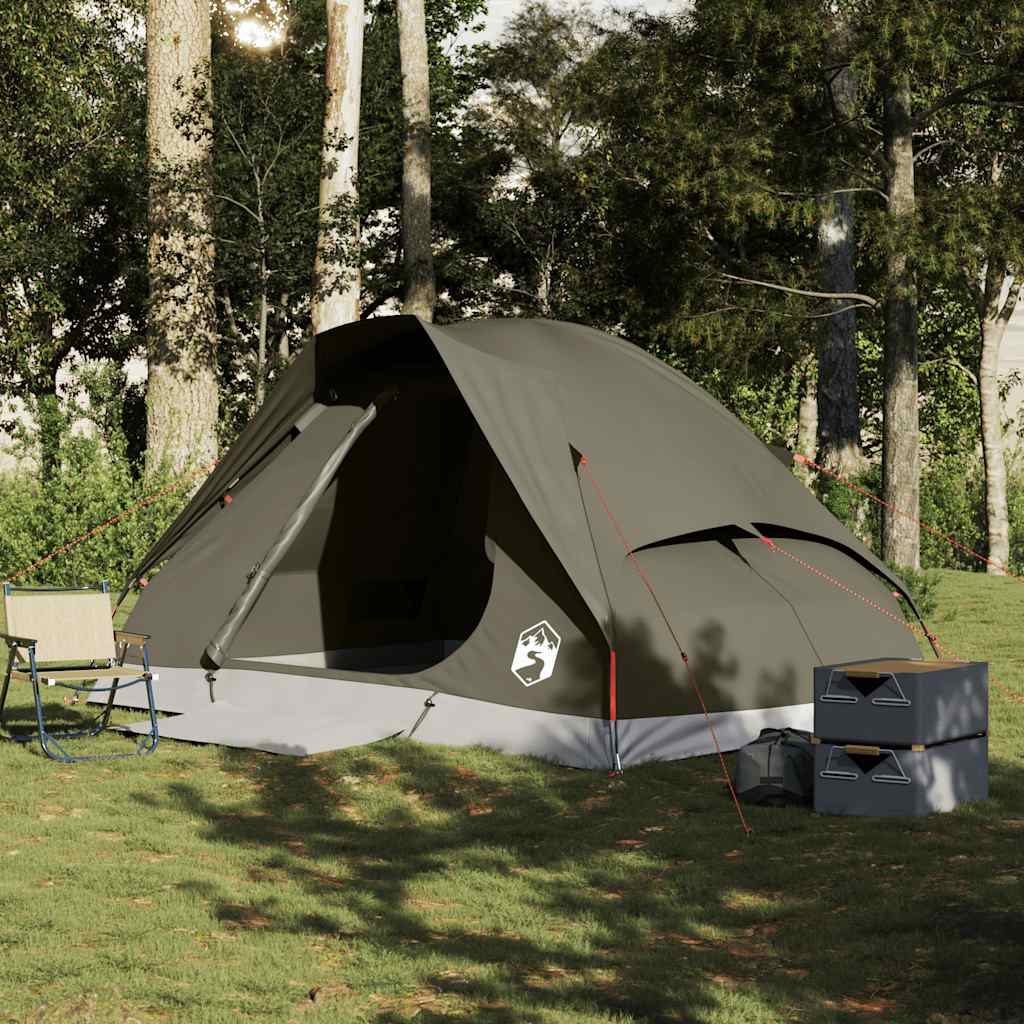 vidaXL Camping Tent Dome 4-Person Brown Waterproof - 37985