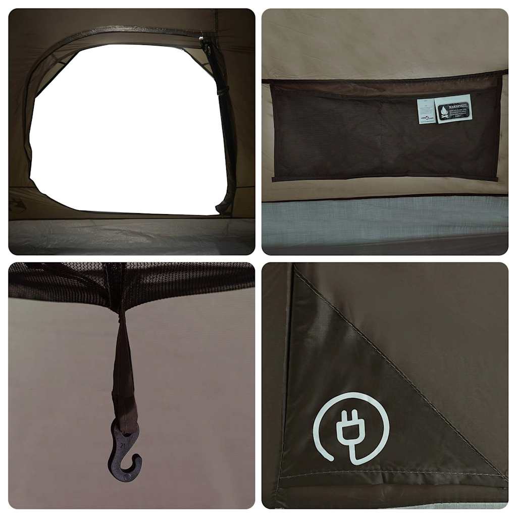 vidaXL Camping Tent Dome 4-Person Brown Waterproof - 37985