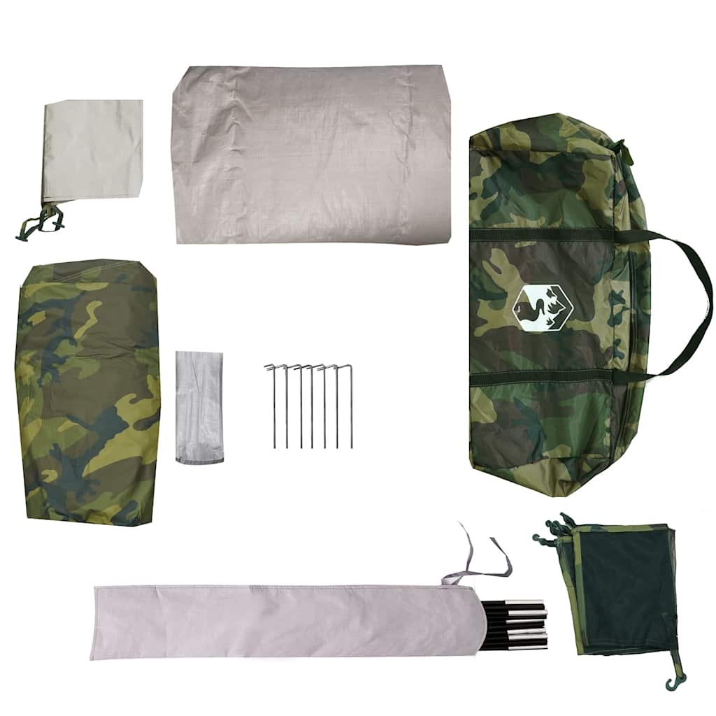 vidaXL Camping Tent Dome 4-Person Camouflage Waterproof - Green - 37992