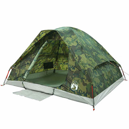 vidaXL Camping Tent Dome 4-Person Camouflage Waterproof - Green - 37992