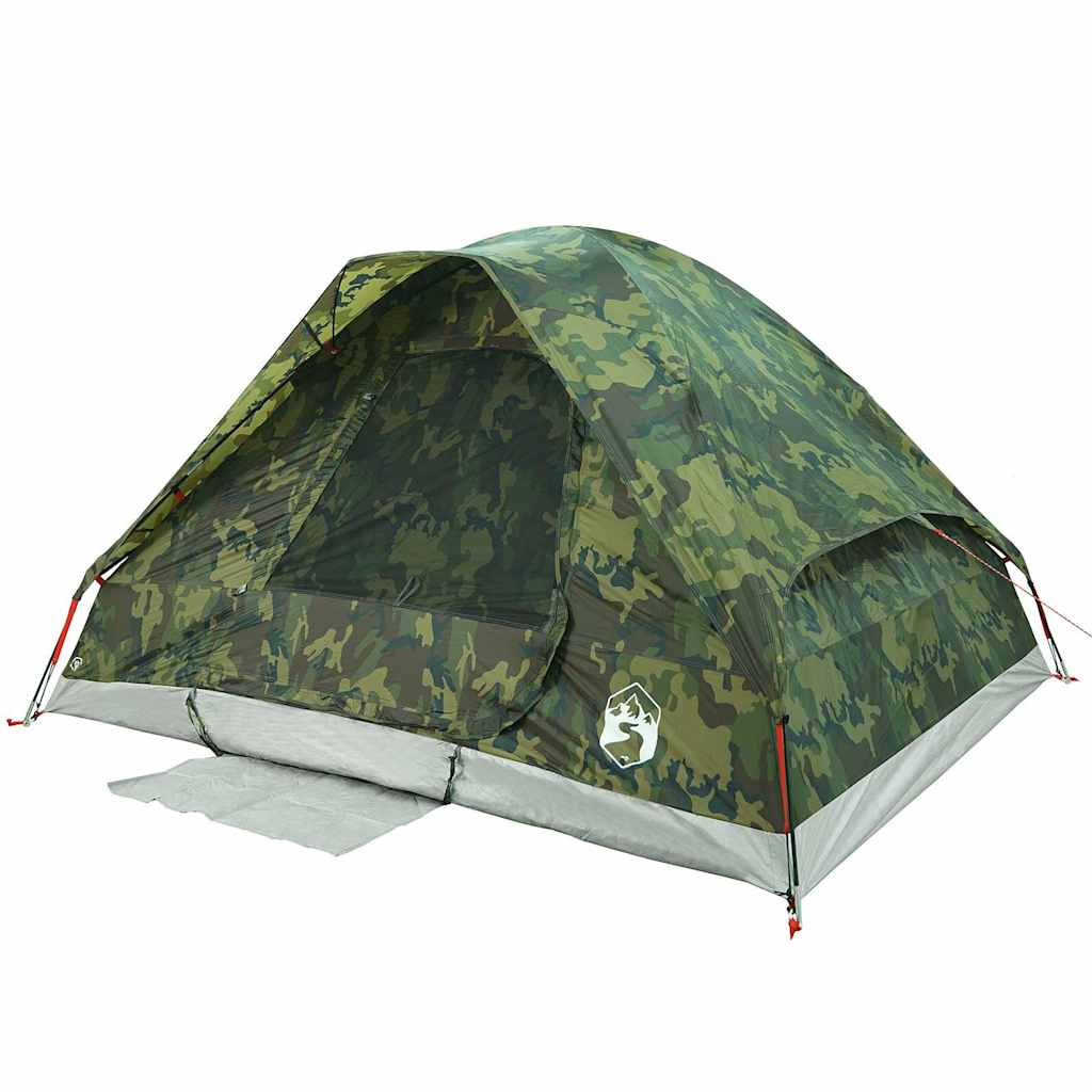 vidaXL Camping Tent Dome 4-Person Camouflage Waterproof - Green - 37992