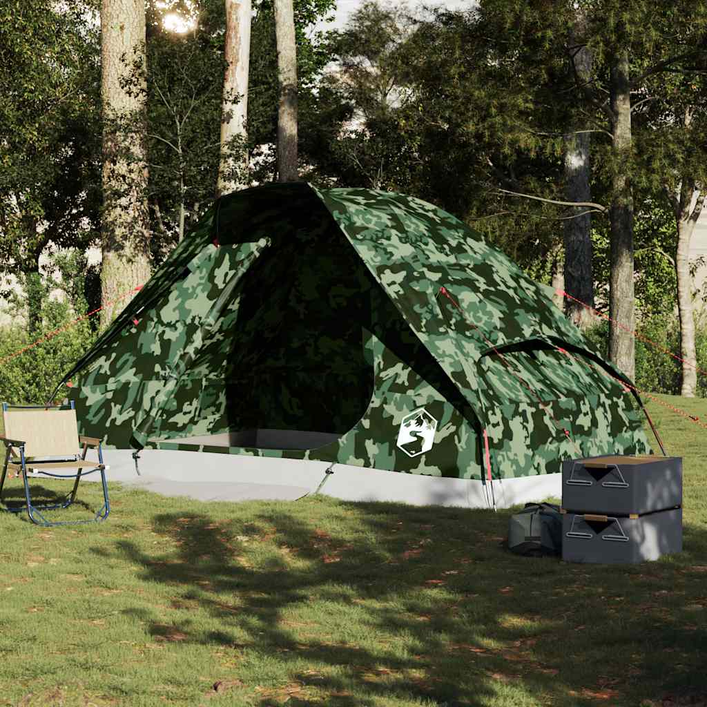 vidaXL Family Tent Dome 6-Person Camouflage Waterproof - Green