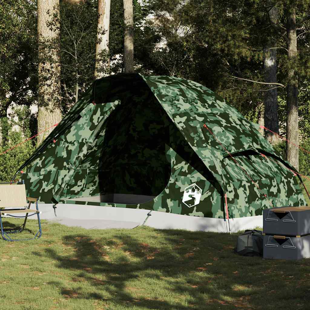 vidaXL Family Tent Dome 6-Person Camouflage Waterproof - Green