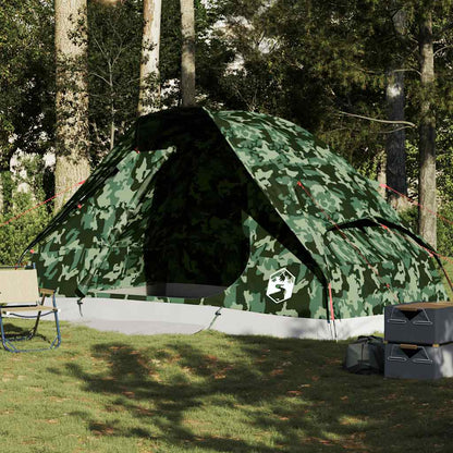 vidaXL Family Tent Dome 6-Person Camouflage Waterproof - Green