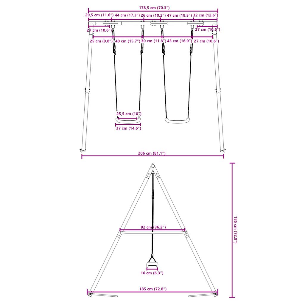 vidaXL Outdoor Swing Set with 2 Swings - Blue
