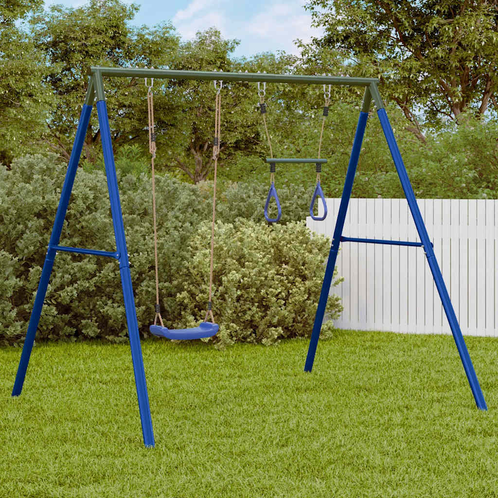 vidaXL Outdoor Swing Set with Swing and Trapeze - Blue