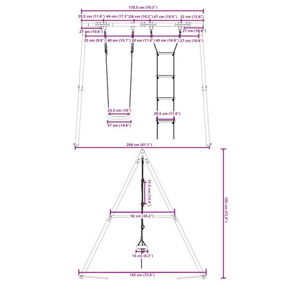 vidaXL Outdoor Swing Set with Swing and Ladder - Multicolour - 206 x 185 x 185 cm