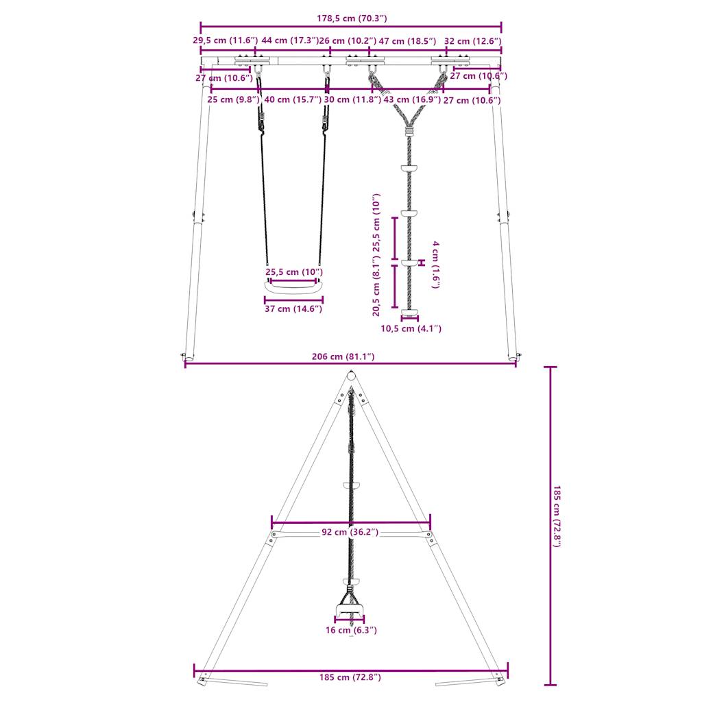 vidaXL Outdoor Swing Set with Swing and Disc Swing - Multicolour