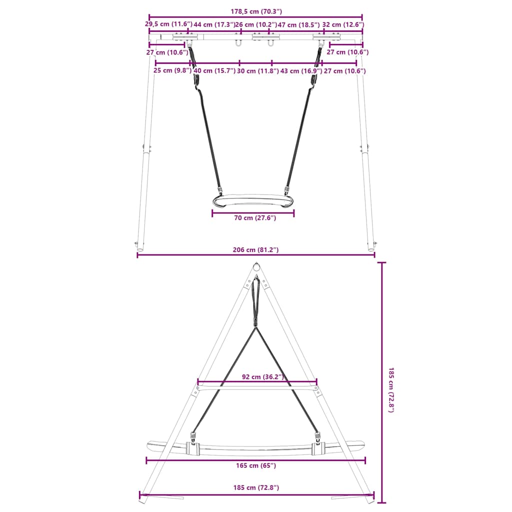 vidaXL Outdoor Swing Set with Nest Swing - Blue - 206 x 185 x 185 cm