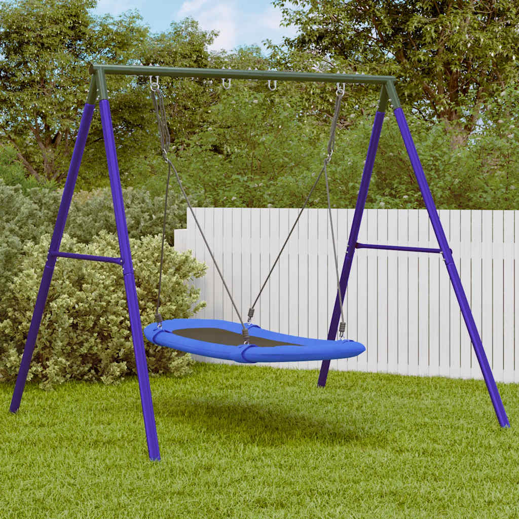 vidaXL Outdoor Swing Set with Nest Swing - Blue - 206 x 185 x 185 cm