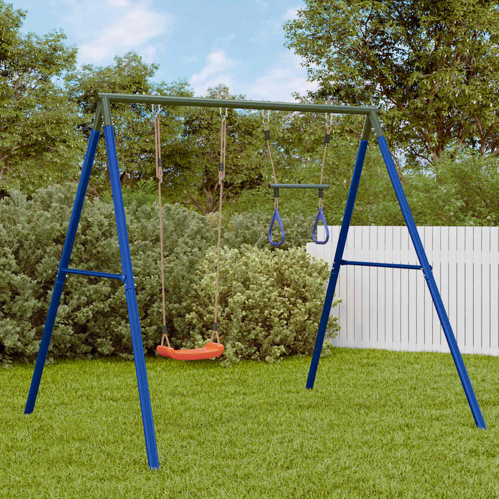 vidaXL Outdoor Swing Set with Swing and Trapeze - Blue - 33661
