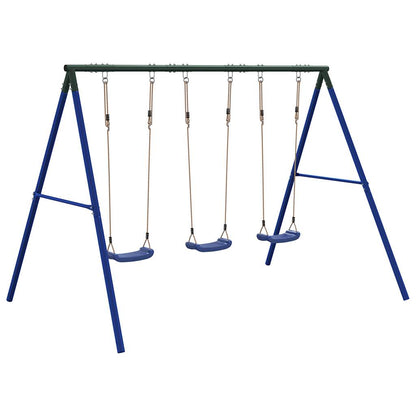 vidaXL Outdoor Swing Set with 3 Swings - Blue