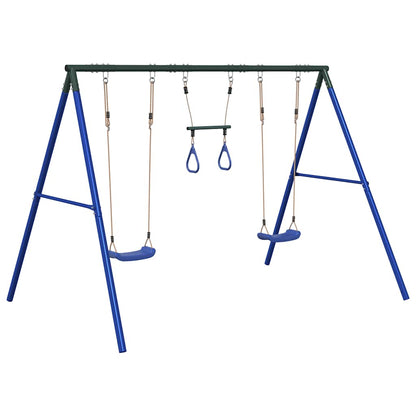vidaXL Outdoor Swing Set with Swings and Trapeze - Blue