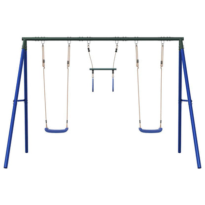 vidaXL Outdoor Swing Set with Swings and Trapeze - Blue